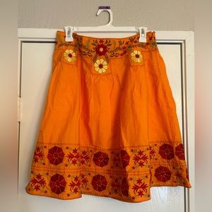 Orange hand embroidered skirt